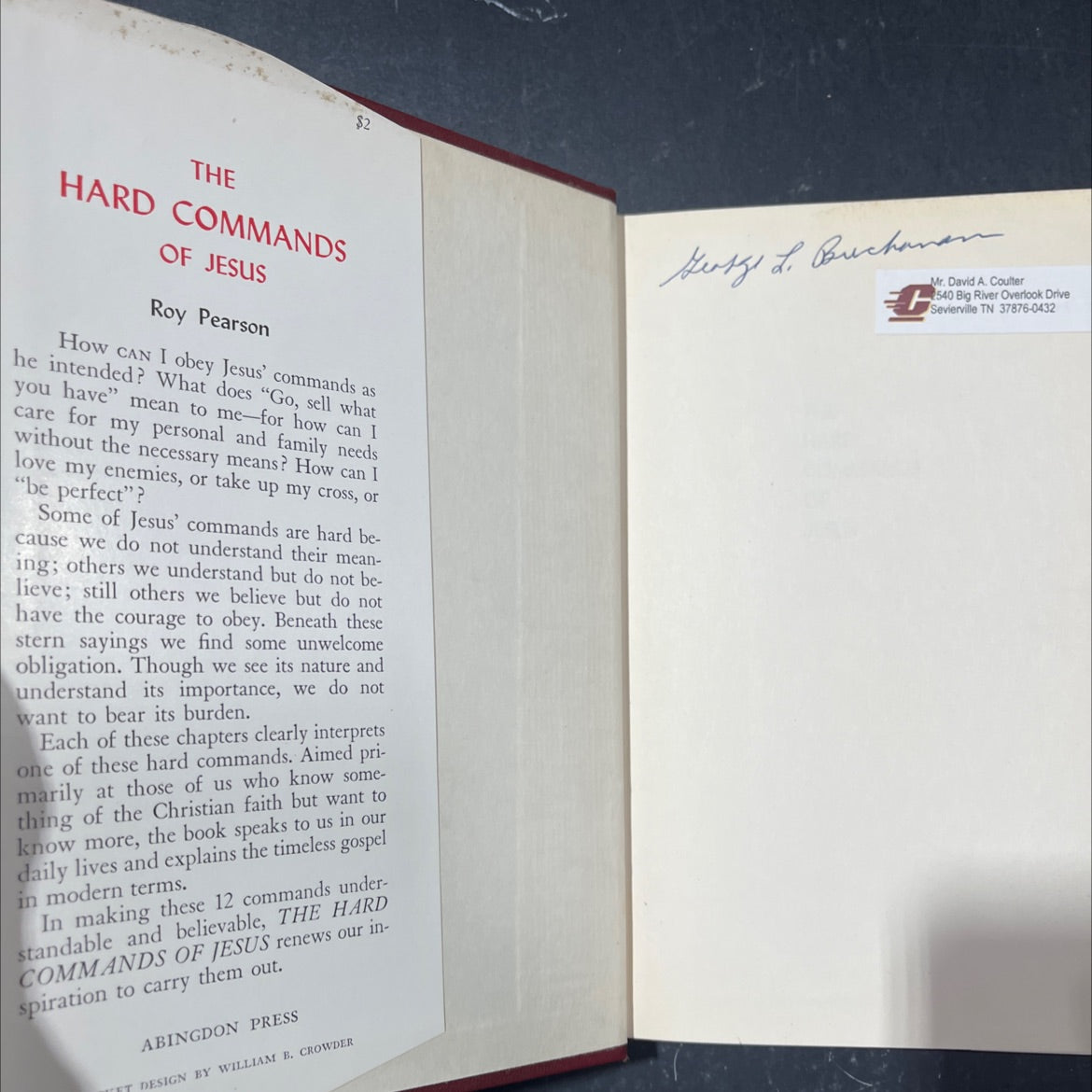 the hard commands of jesus book, by roy pearson, 1957 Hardcover image 4