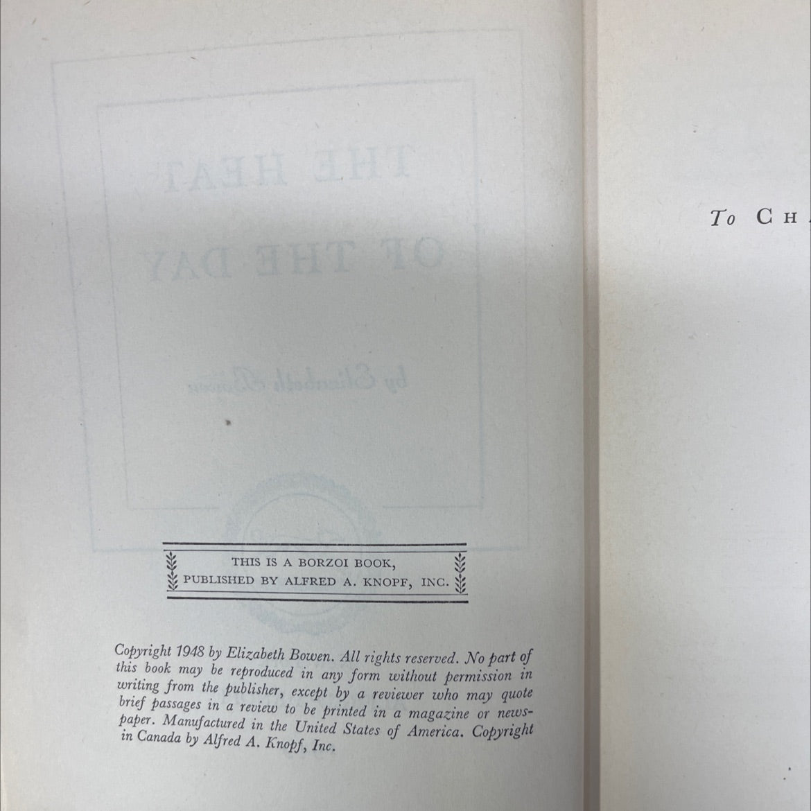 the heat of the day book, by Elizabeth Bowen, 1949 Hardcover image 3