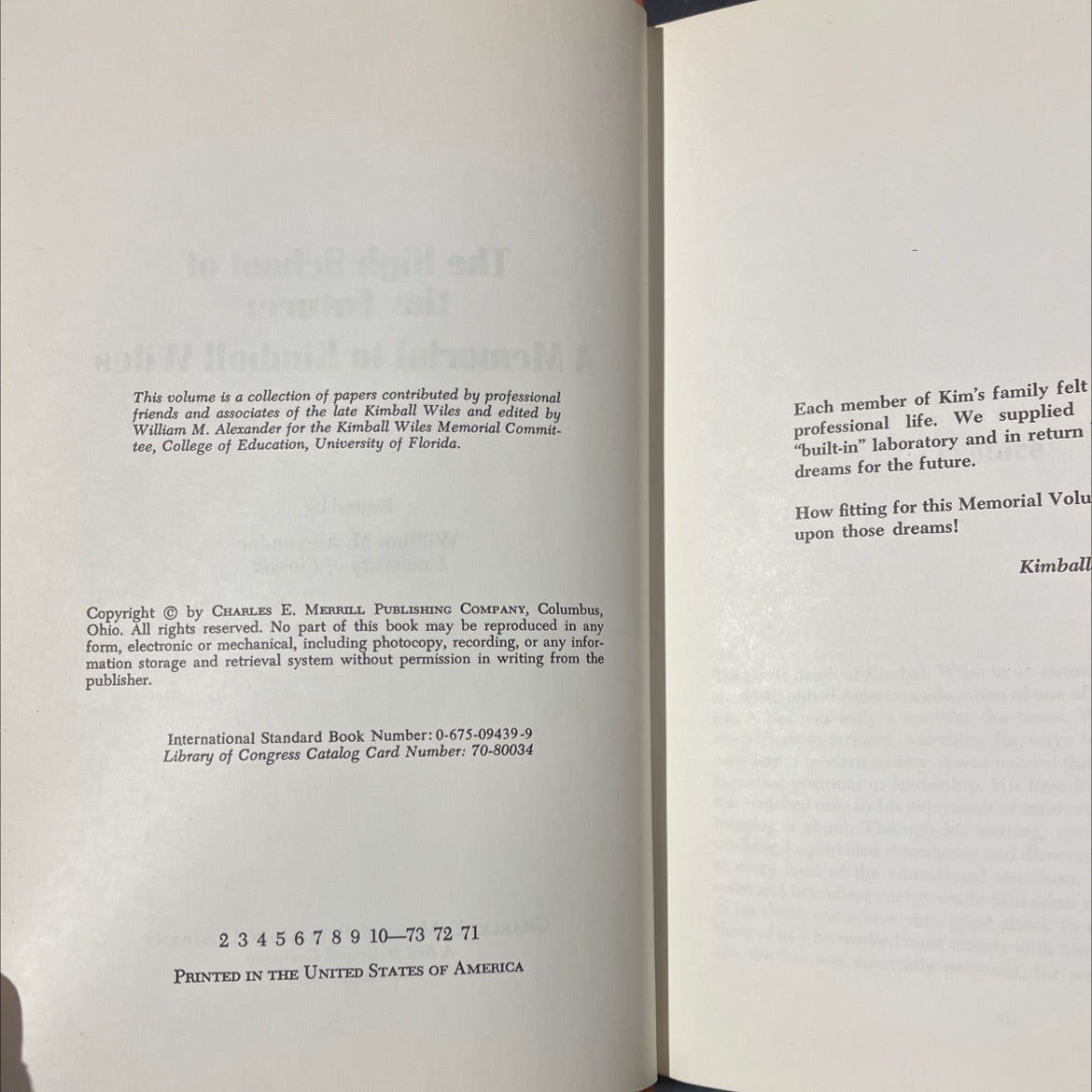 the high school of the future: a memorial to kimball wiles book, by william m. alexander, 1970 Hardcover image 3