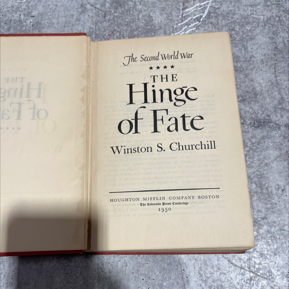 the hinge of fate book, by winston s. churchill, 1950 Hardcover image 2