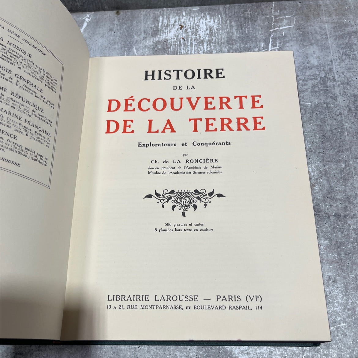 the history of the discovery of the earth book, by ch. de la roncère, 1938 Hardcover image 2