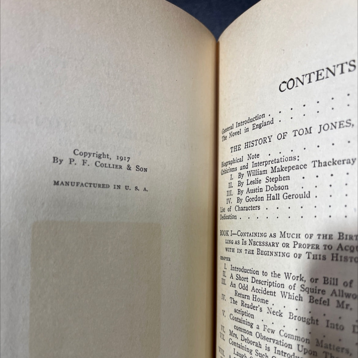 the history of tom jones, a foundling volume i book, by henry fielding, 1917 Hardcover image 3