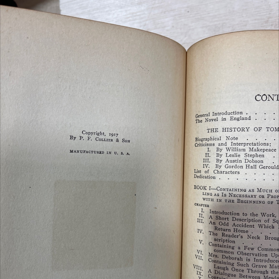 the history of tom jones a foundling volume i book, by henry fielding, 1917 Hardcover, Antique image 3