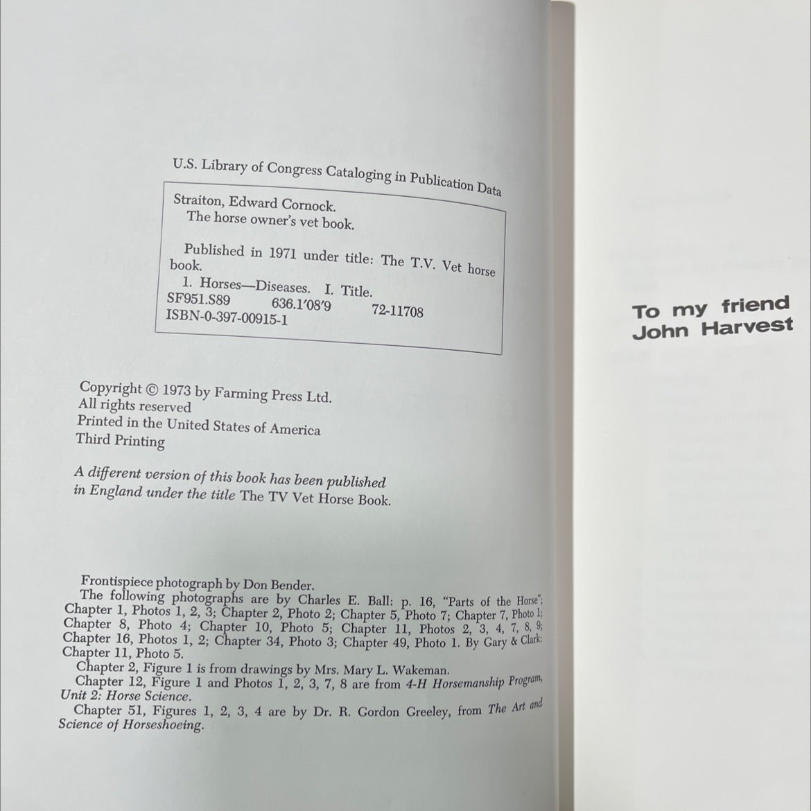 the horse owner's vet book book, by E. C. Straiton, 1973 Hardcover image 3