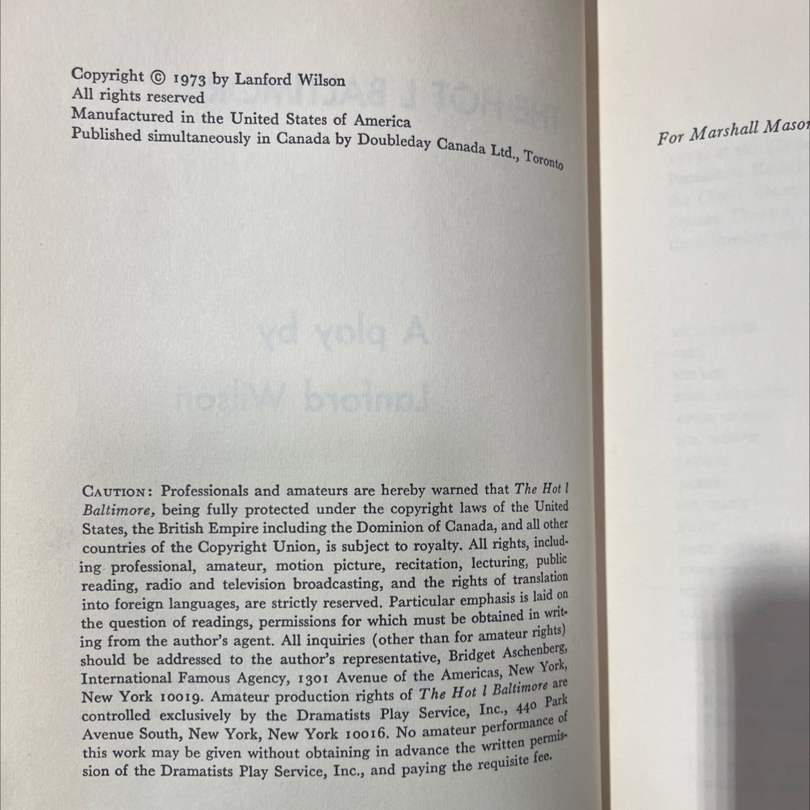 the hot l baltimore book, by lanford wilson, 1973 Hardcover image 3