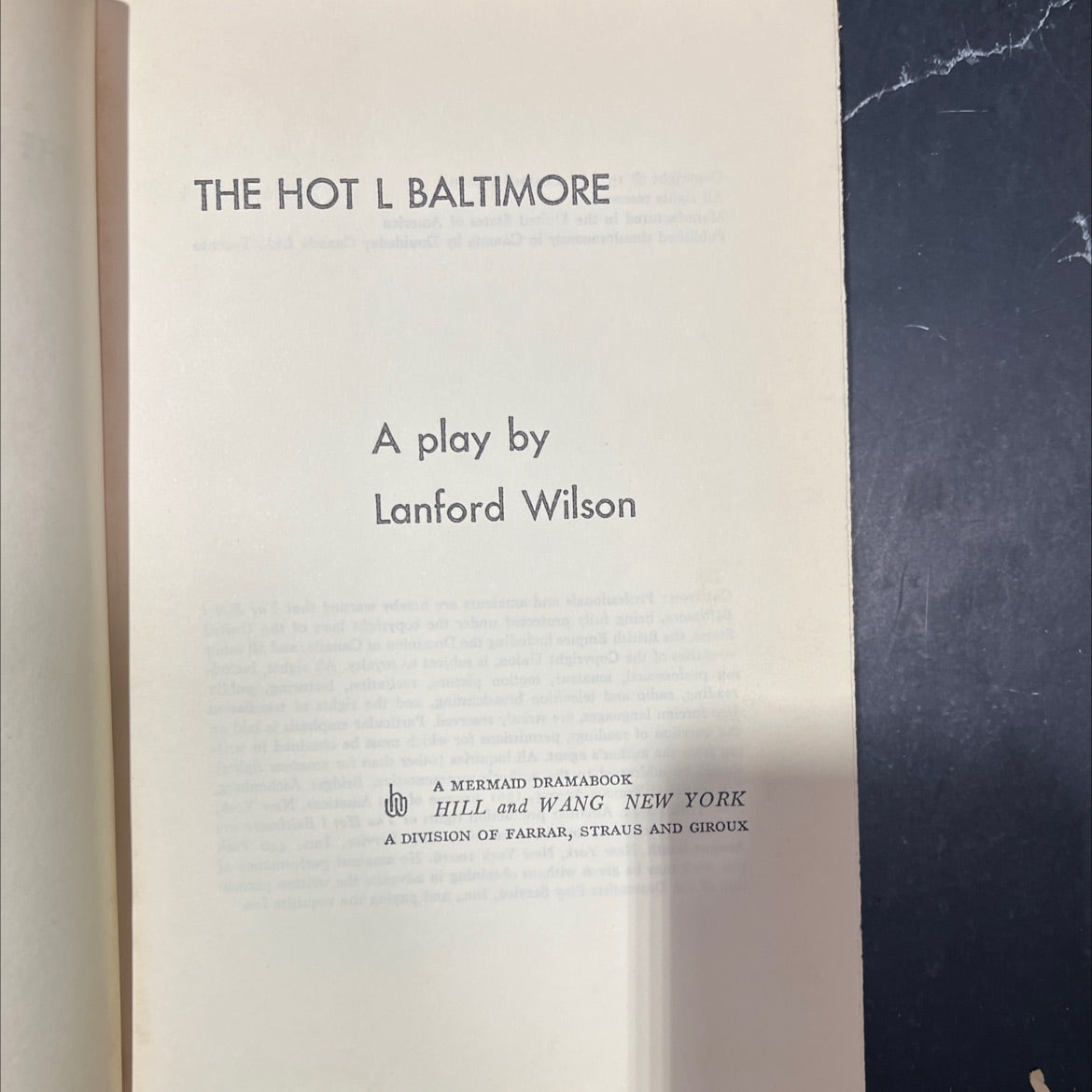 the hot l baltimore book, by lanford wilson, 1973 Hardcover image 2
