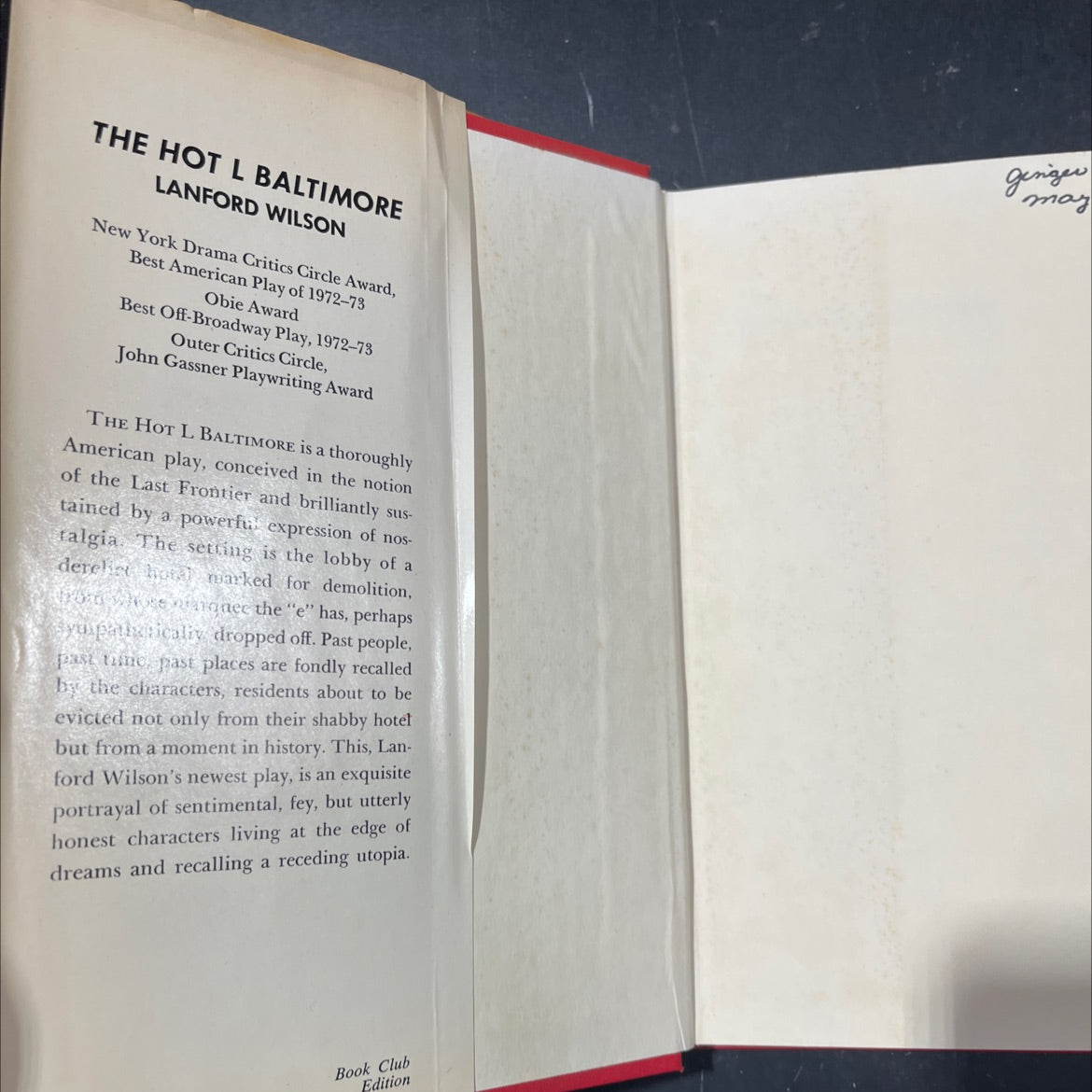 the hot l baltimore book, by lanford wilson, 1973 Hardcover image 4