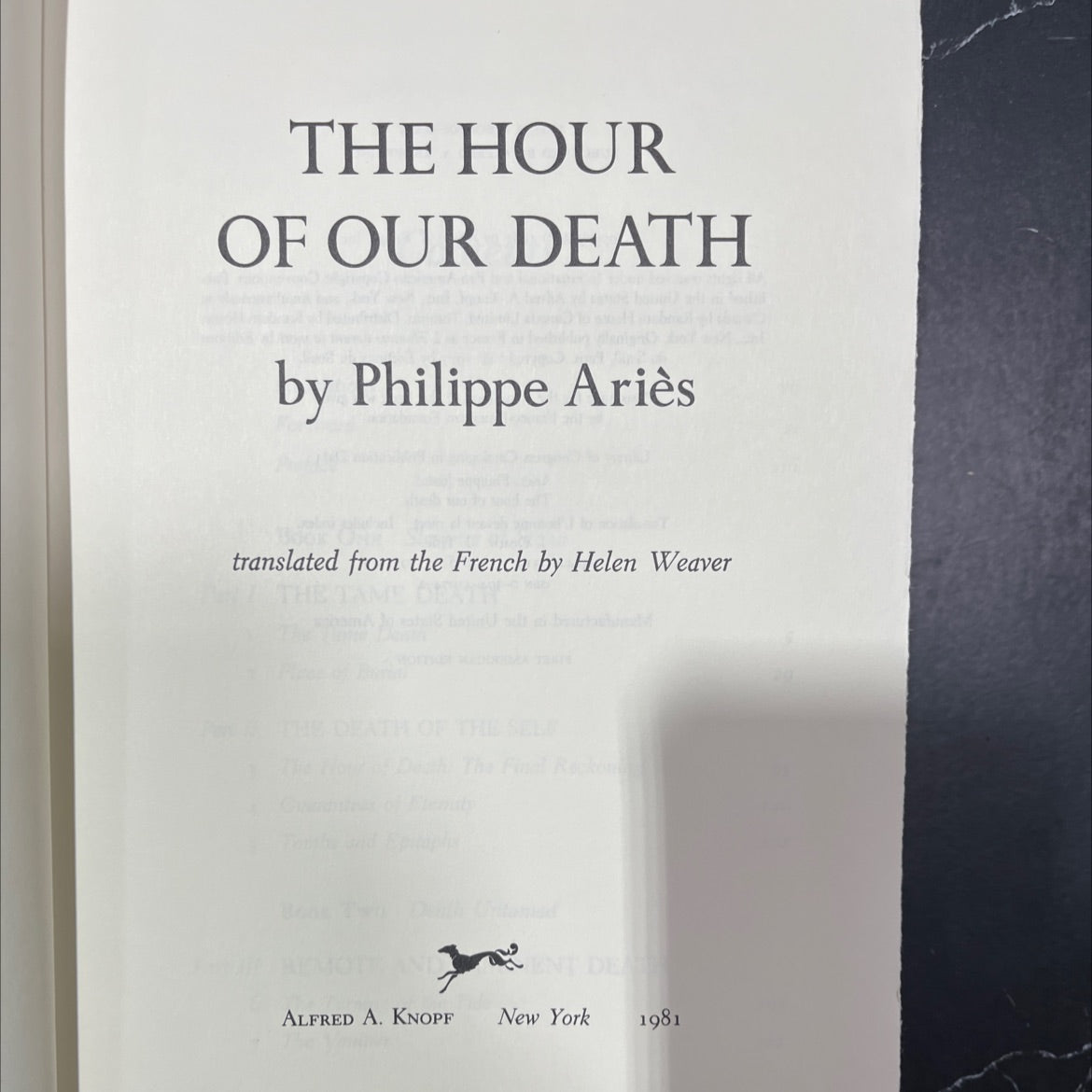the hour of our death book, by Philippe Ariès, 1981 Hardcover image 2