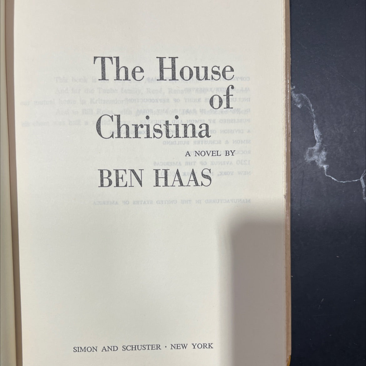 the house christina book, by ben haas, 1977 Hardcover image 2