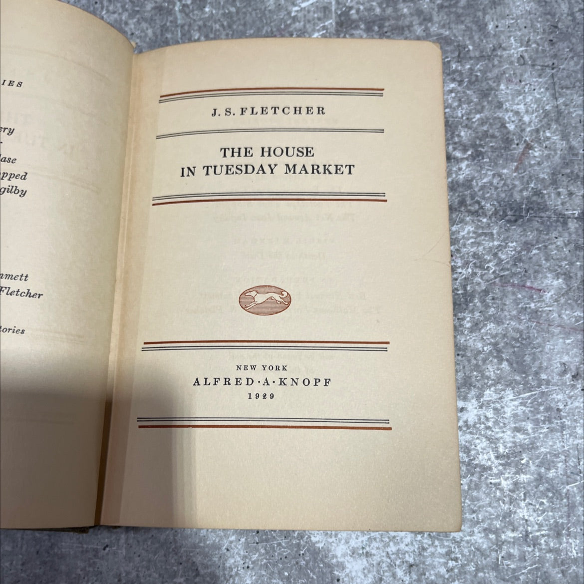 the house in tuesday market book, by j. s. fletcher, 1929 Hardcover image 2