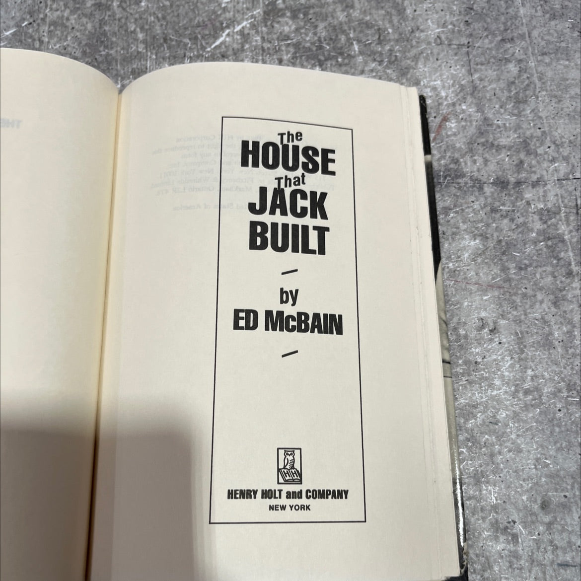 the house that jack built book, by ed mcbain, 1988 Hardcover image 2