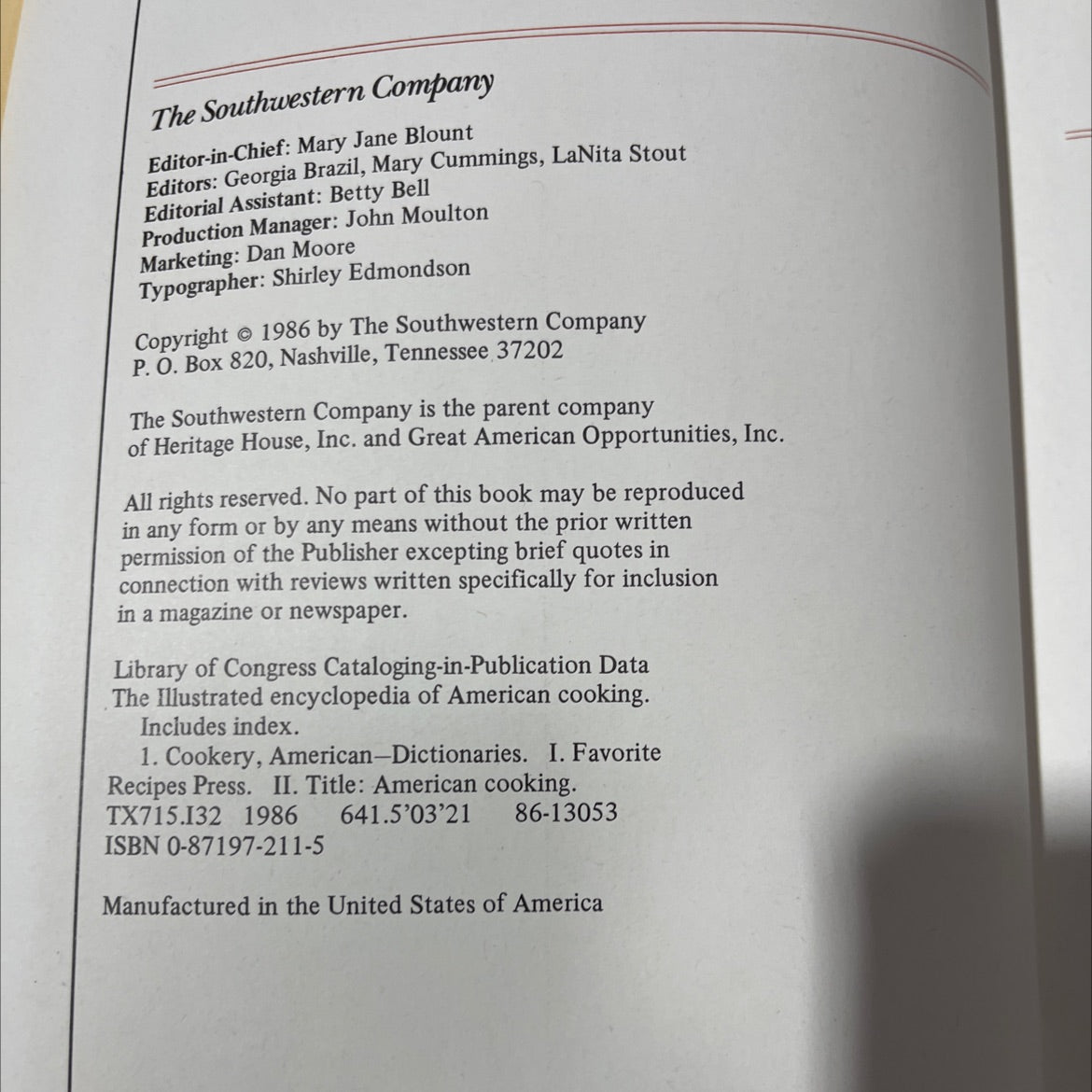 the illustrated encyclopedia of american cooking book, by editors of the southwestern company, 1986 Hardcover image 3