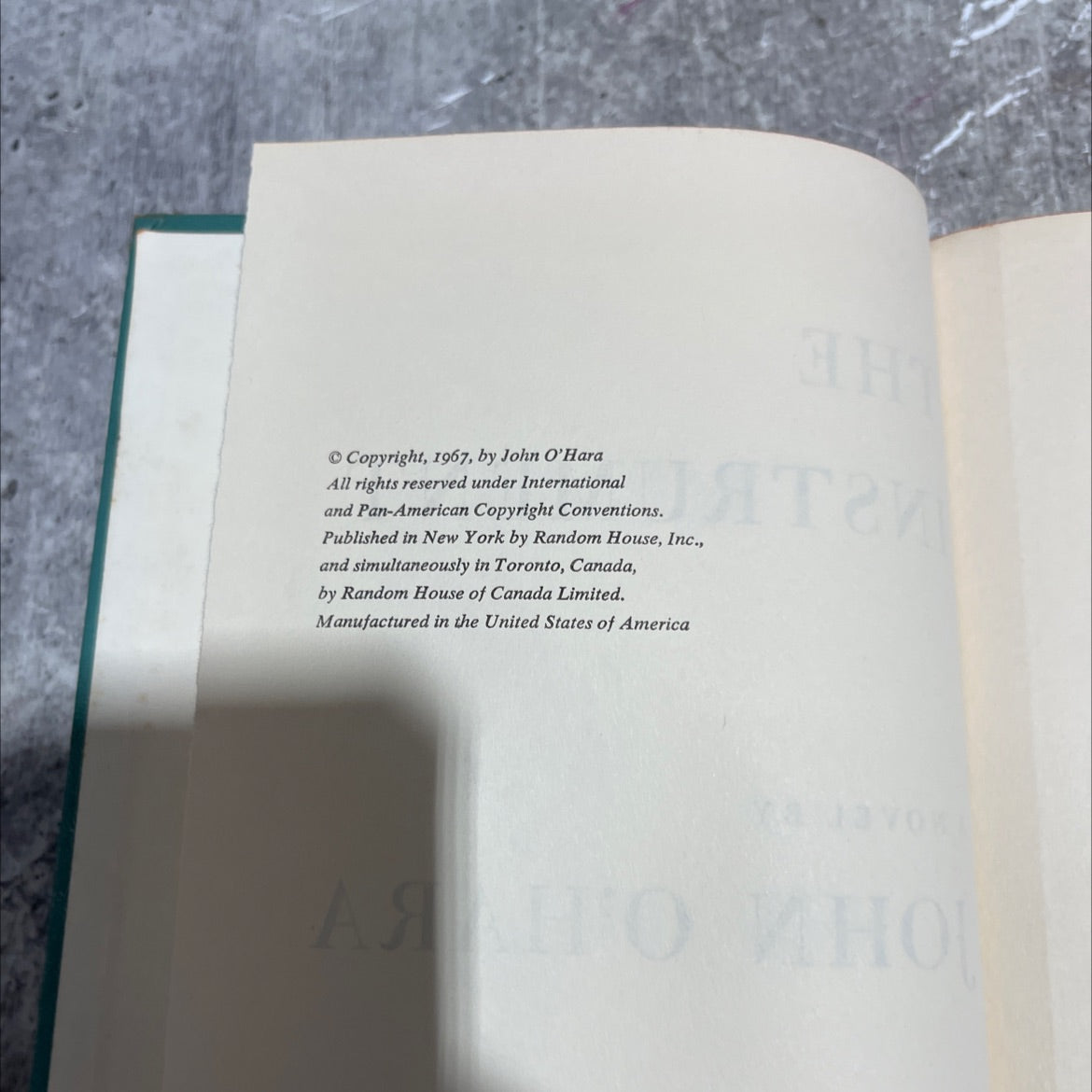 the instrument book, by john o'hara, 1967 Hardcover image 3