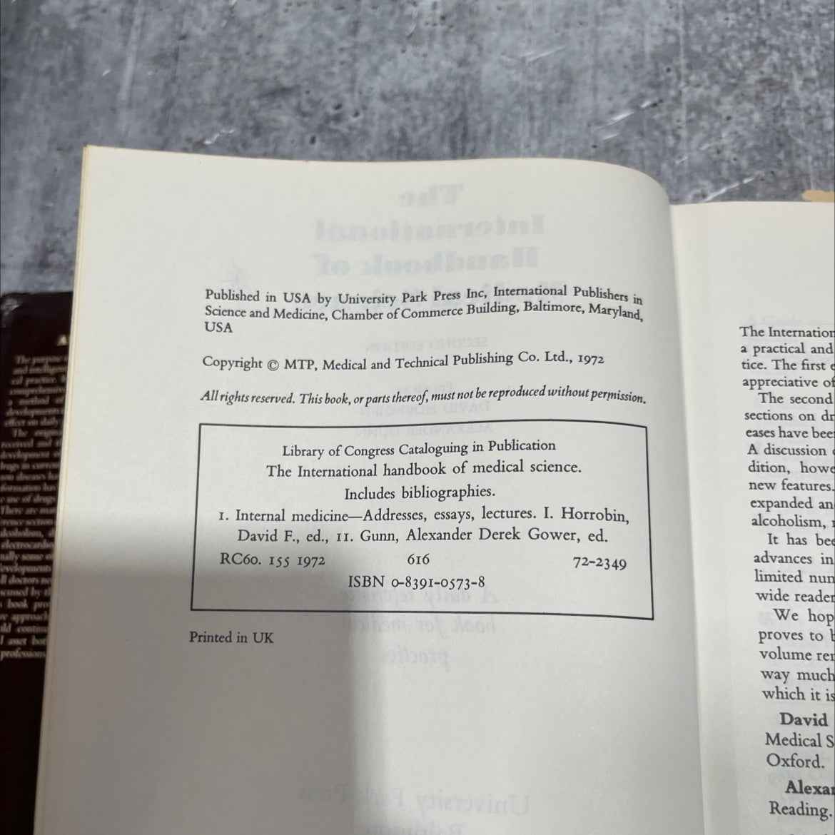 the international handbook of medical science book, by david horrobin, alexander gunn, 1972 Hardcover image 3