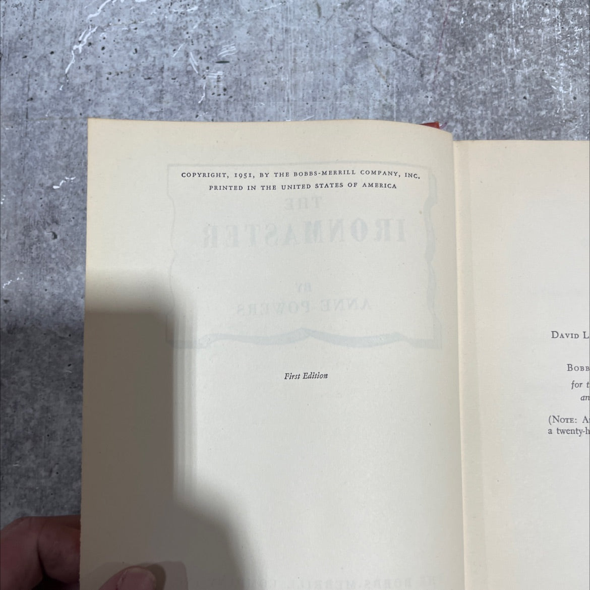 SIGNED the ironmaster book, by anne powers, 1951 Hardcover, First Edition image 3