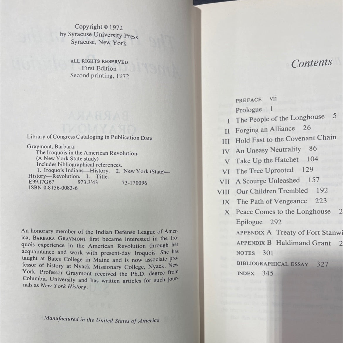 the iroquois in the american revolution book, by barbara graymont, 1972 Hardcover image 3