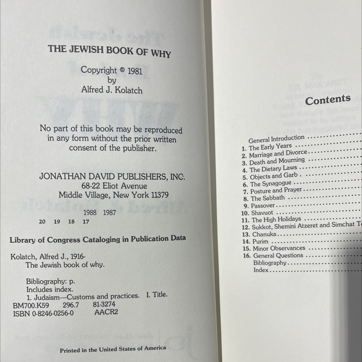 the jewish book of why book, by Alfred J. Kolatch, 1988 Hardcover image 3