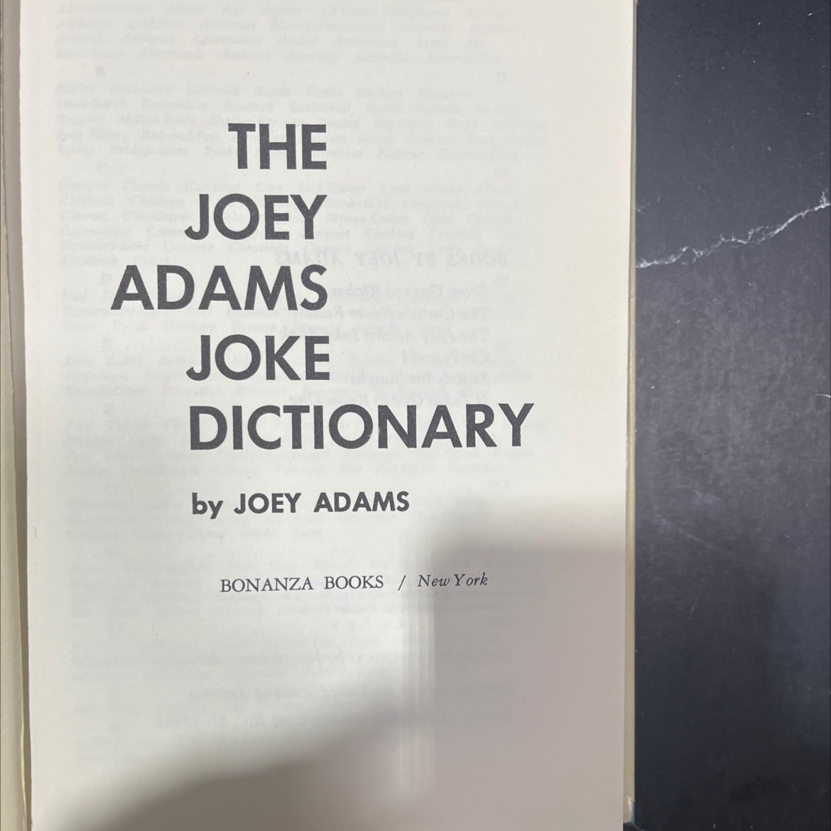 the joey adams joke dictionary book, by joey adams, 1961 Hardcover image 2