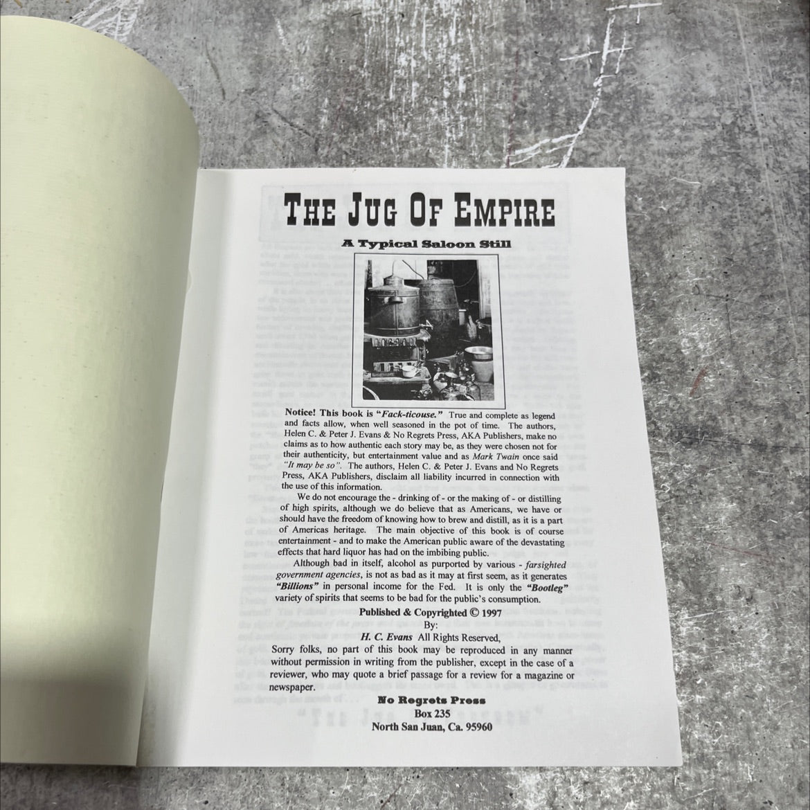 the jug of empire a typical saloon still notice book, by Helen C. & Peter J. Evans, 1997 Paperback image 2