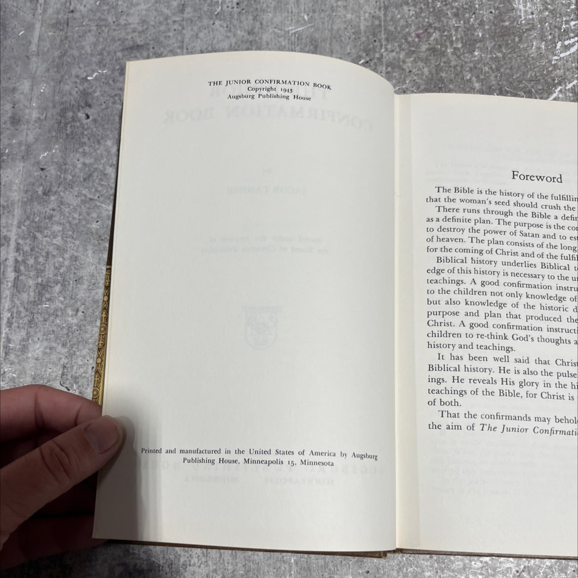 the junior confirmation book book, by jacob tanner, 1943 Hardcover image 3