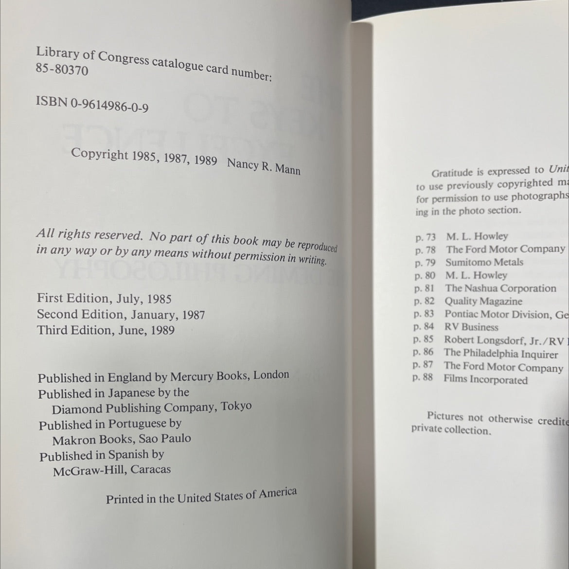 the keys to excellence the story of the deming philosophy book, by nancy r. mann, ph.d., 1989 Hardcover image 3