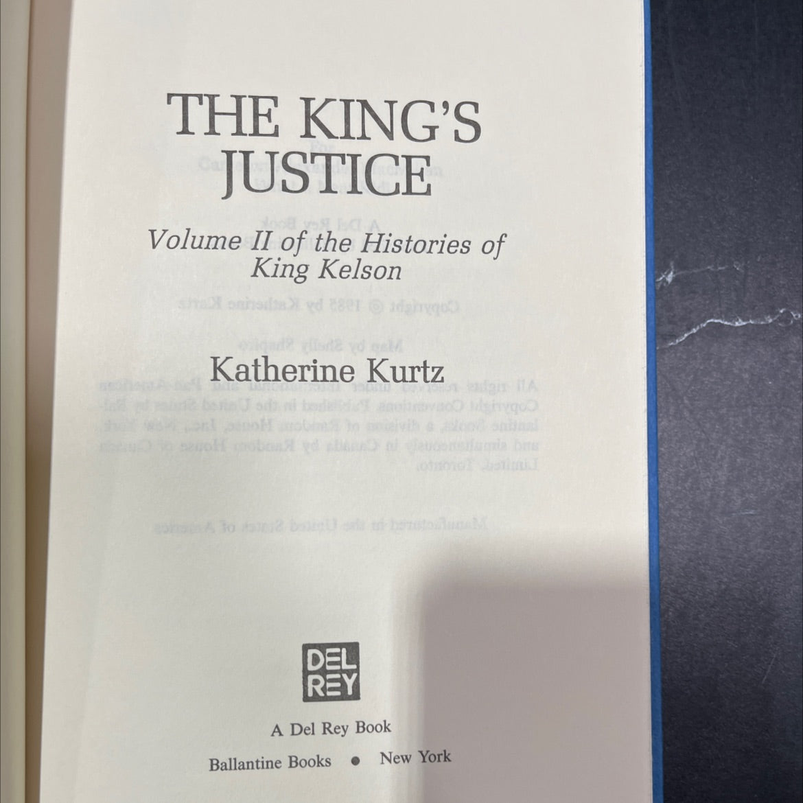 the king's justice book, by Katherine Kurtz, 1985 Hardcover image 2
