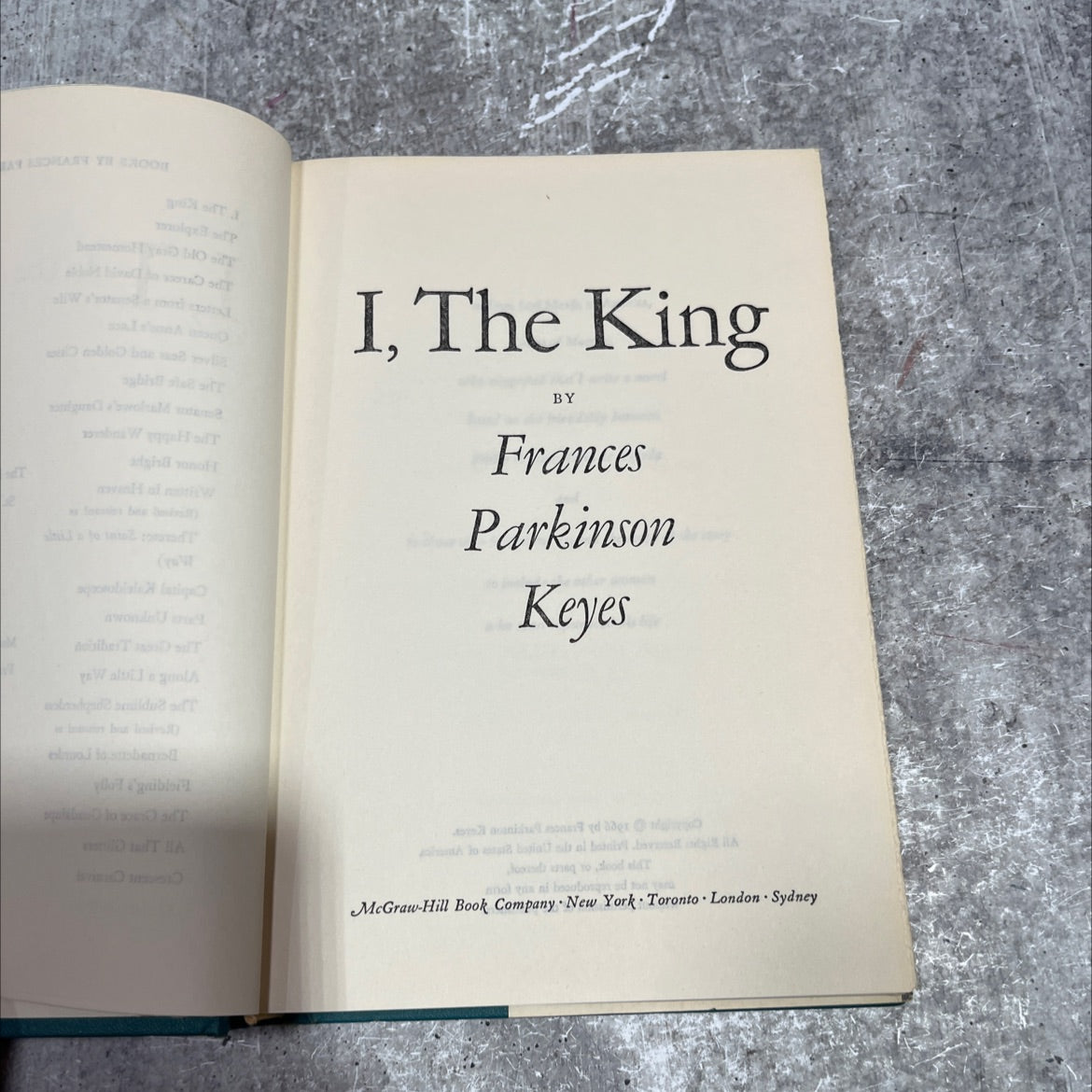 the king book, by frances parkinson keyes, 1966 Hardcover image 2