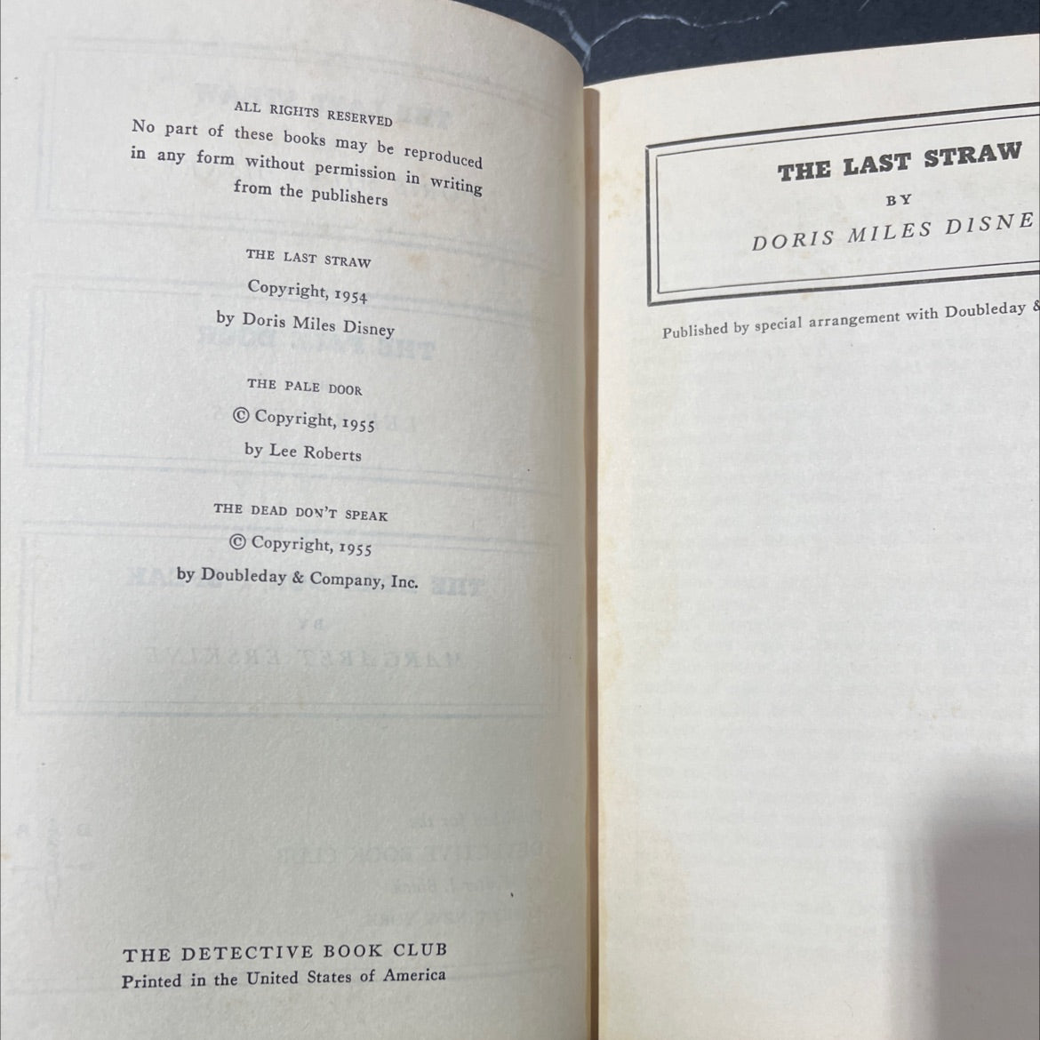 the last straw book, by doris miles disney, 1954 Hardcover image 3