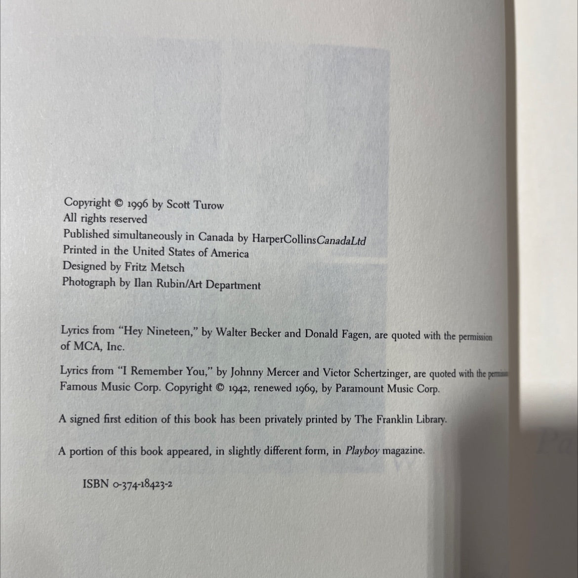 the laws of our fathers book, by scott turow, 1996 Hardcover image 3