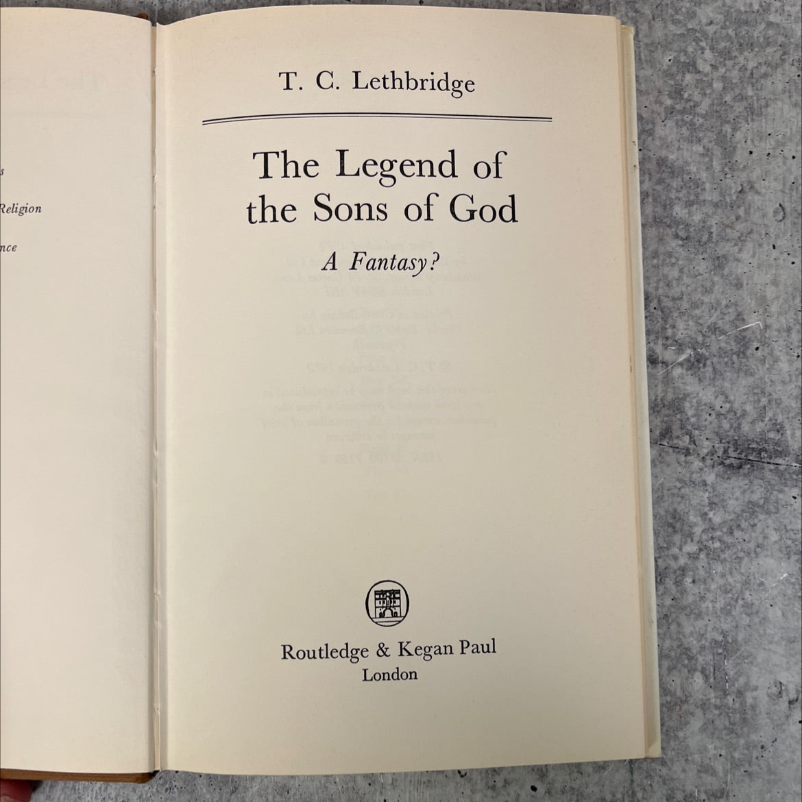 the legend of the sons of god book, by T. C. Lethbridge, 1972 Hardcover, Vintage image 2