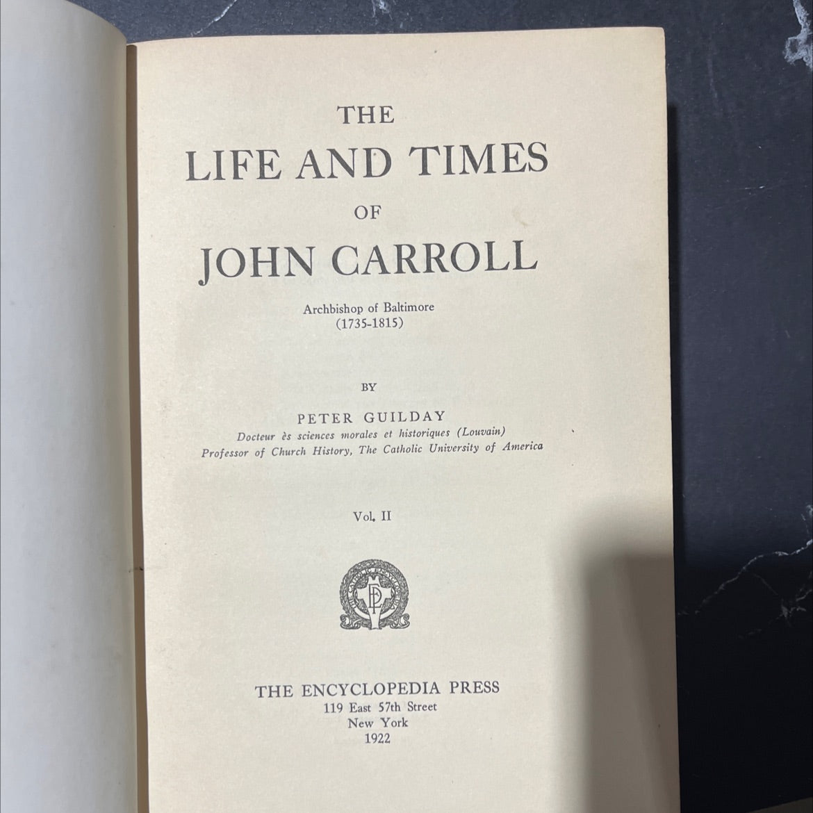 the life and times of john carroll archbishop of baltimore book, by peter guilday, 1922 Hardcover image 2