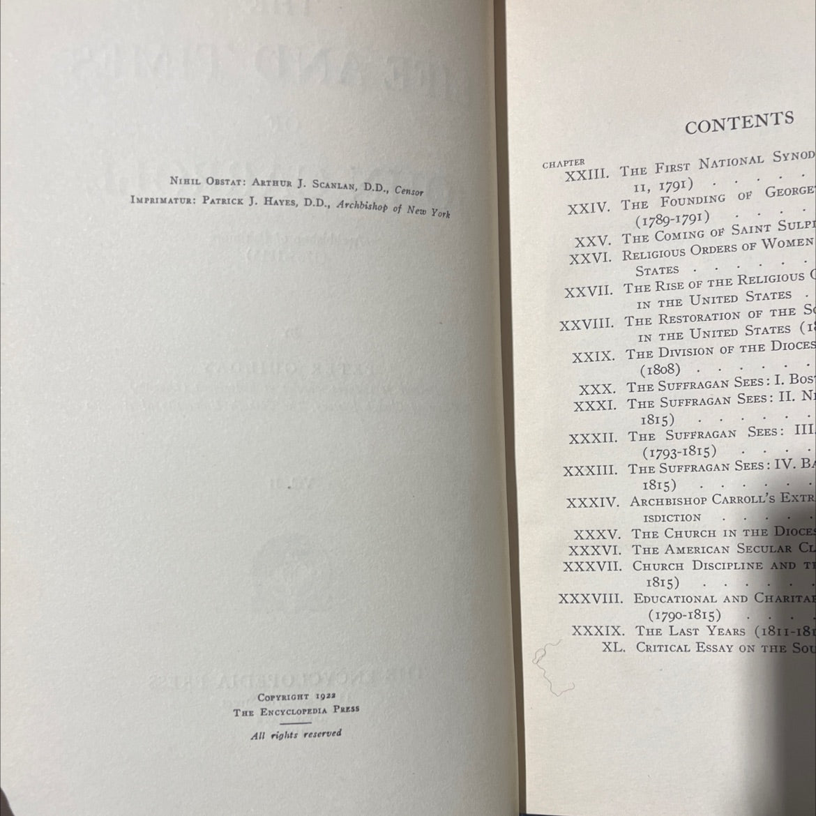 the life and times of john carroll archbishop of baltimore book, by peter guilday, 1922 Hardcover image 3