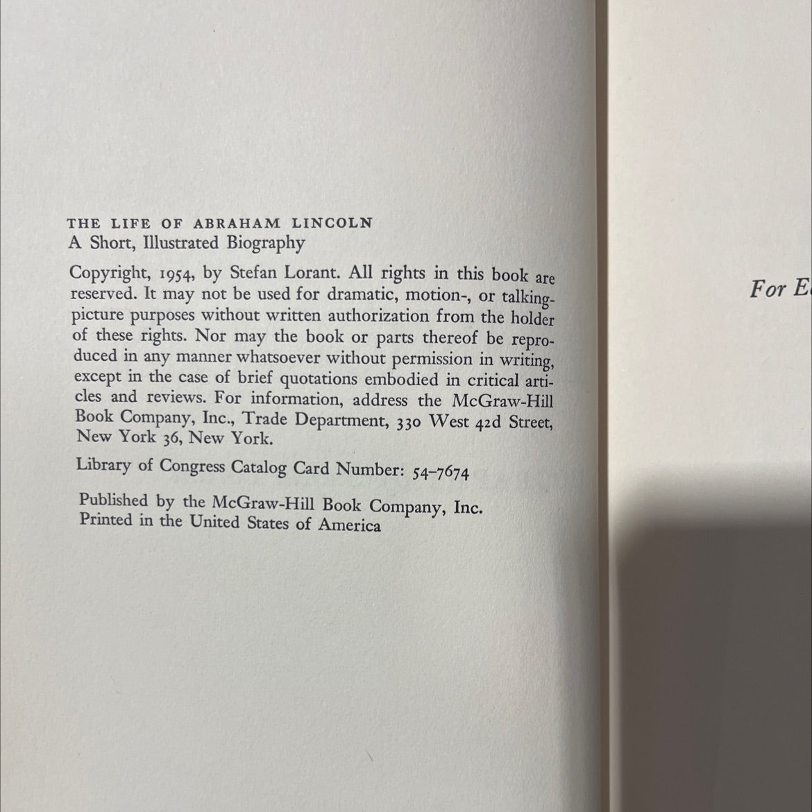 the life of abraham lincoln a short, illustrated biography book, by Stefan Lorant, 1954 Hardcover image 3