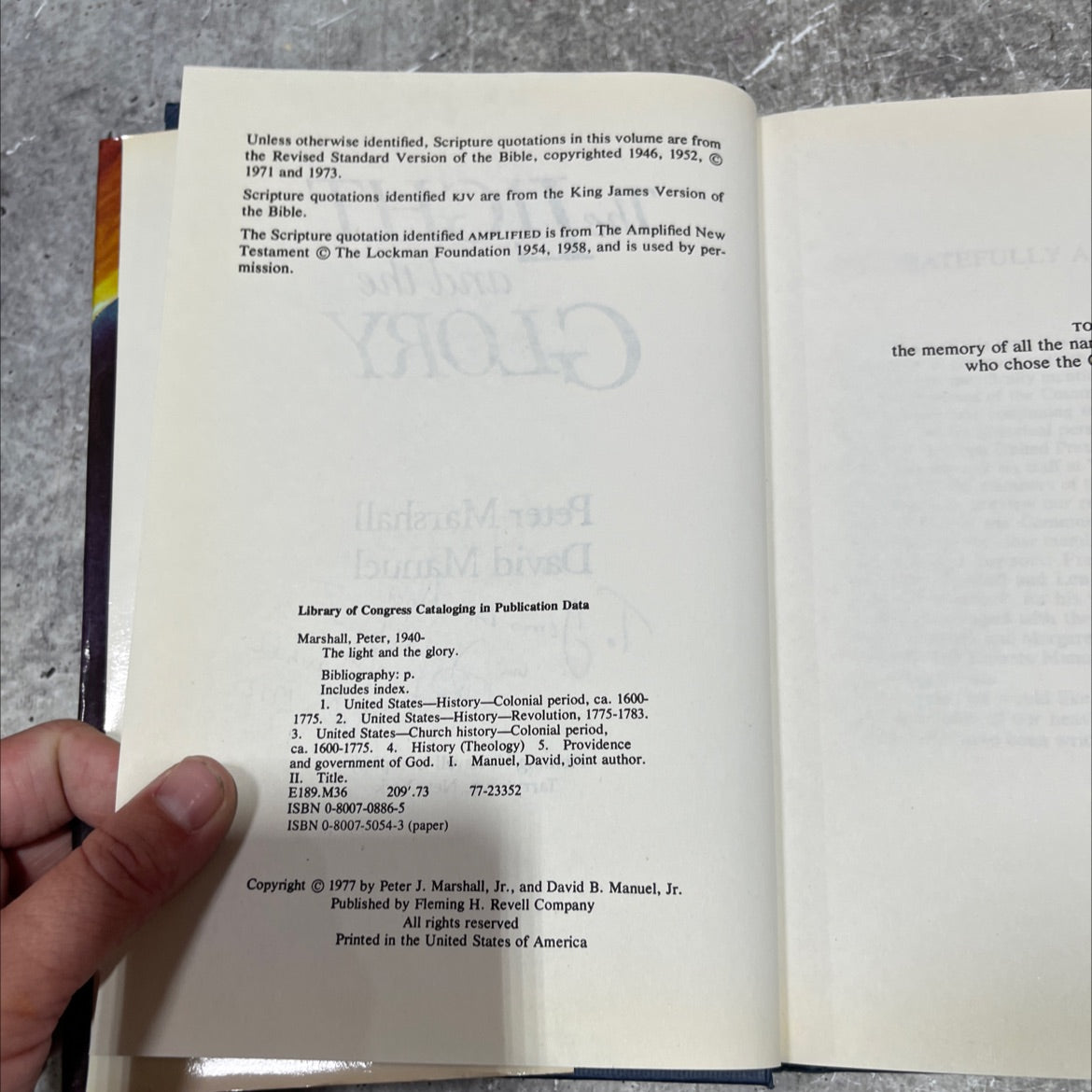 SIGNED the light and the glory book, by Peter Marshall, David Manuel, 1992 Hardcover image 3