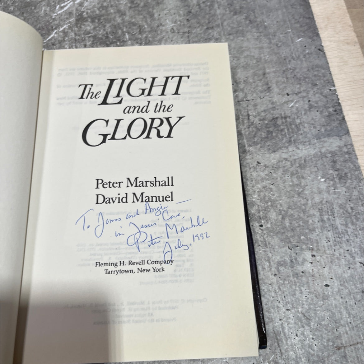 SIGNED the light and the glory book, by Peter Marshall, David Manuel, 1992 Hardcover image 2