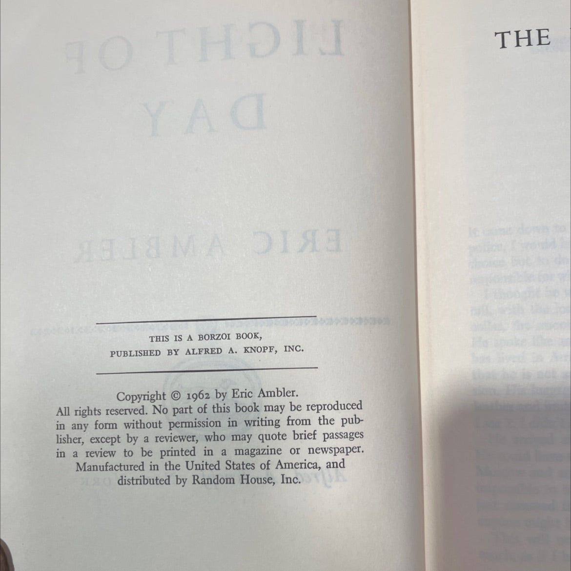 the light of day book, by eric ambler, 1962 Hardcover image 3