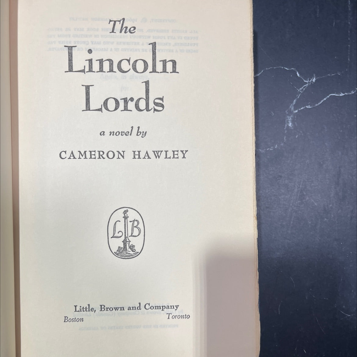 the lincoln lords book, by cameron hawley, 1960 Hardcover image 2
