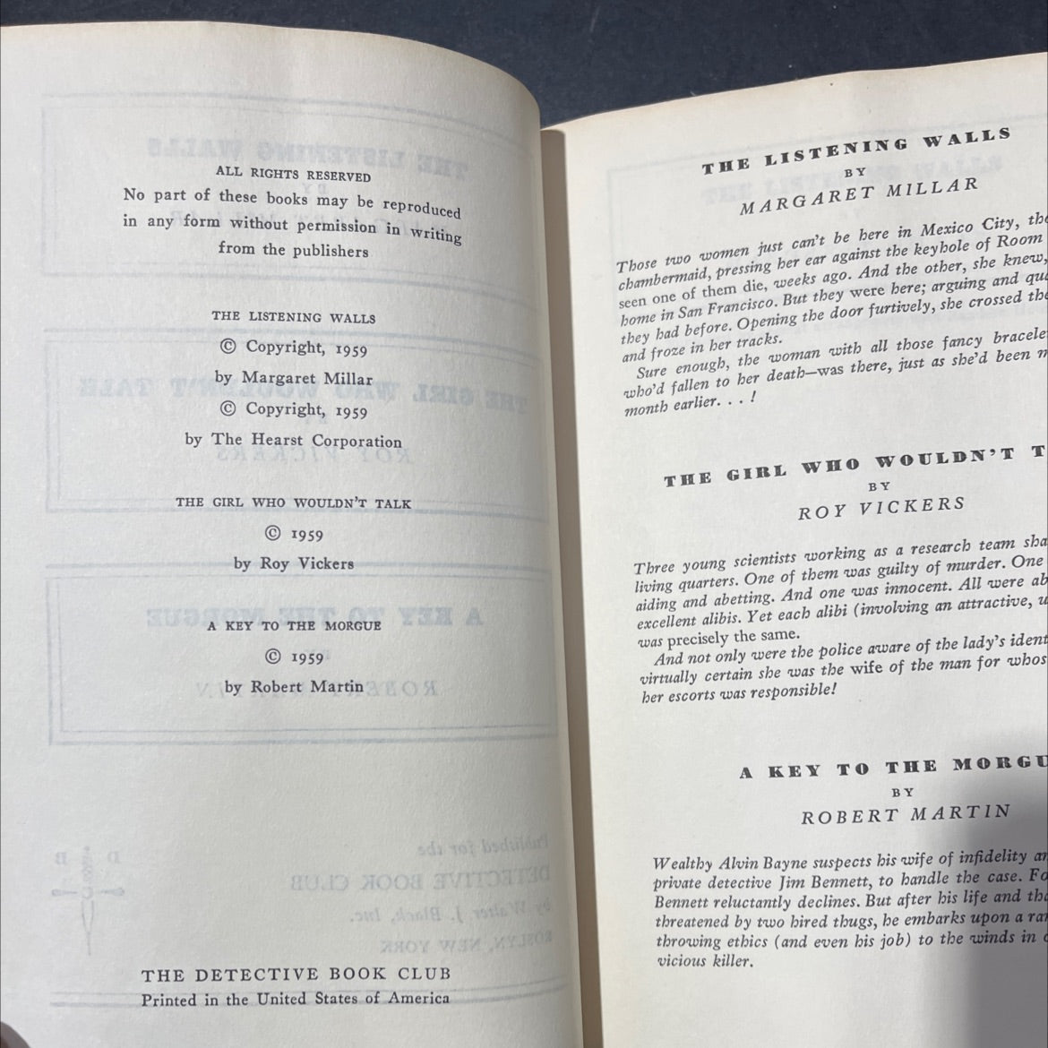 the listening walls book, by margaret millar, 1959 Hardcover image 3