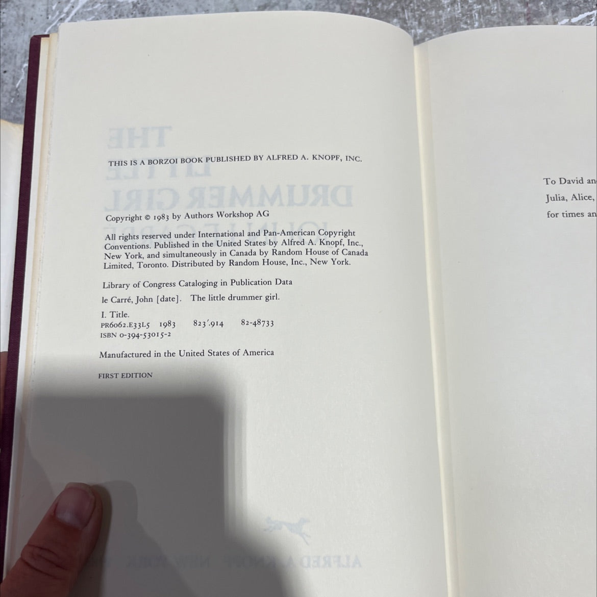 the little drummer girl book, by john le carré, 1983 Hardcover image 3