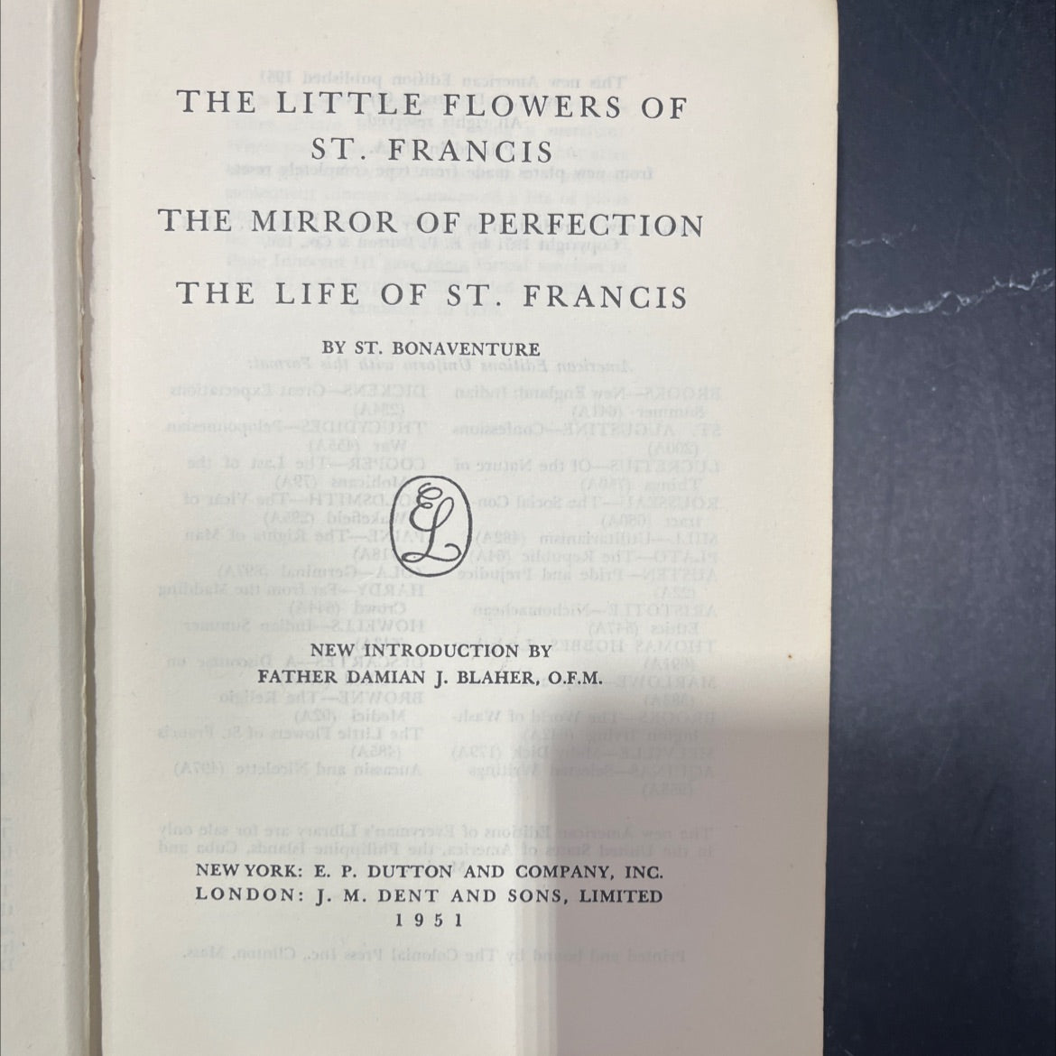 the little flowers of st. francis book, by st. bonaventure, 1951 Hardcover image 2