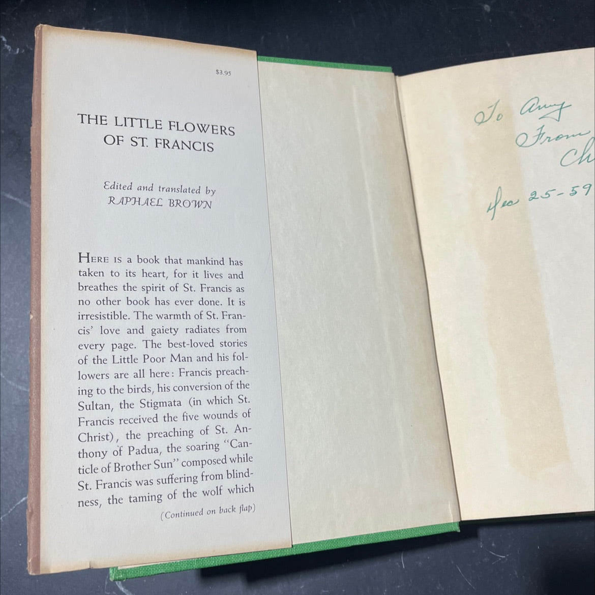 the little flowers of st. francis book, by raphael brown, 1958 Hardcover image 4