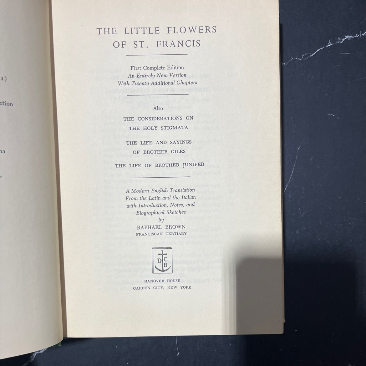 the little flowers of st. francis book, by raphael brown, 1958 Hardcover image 2