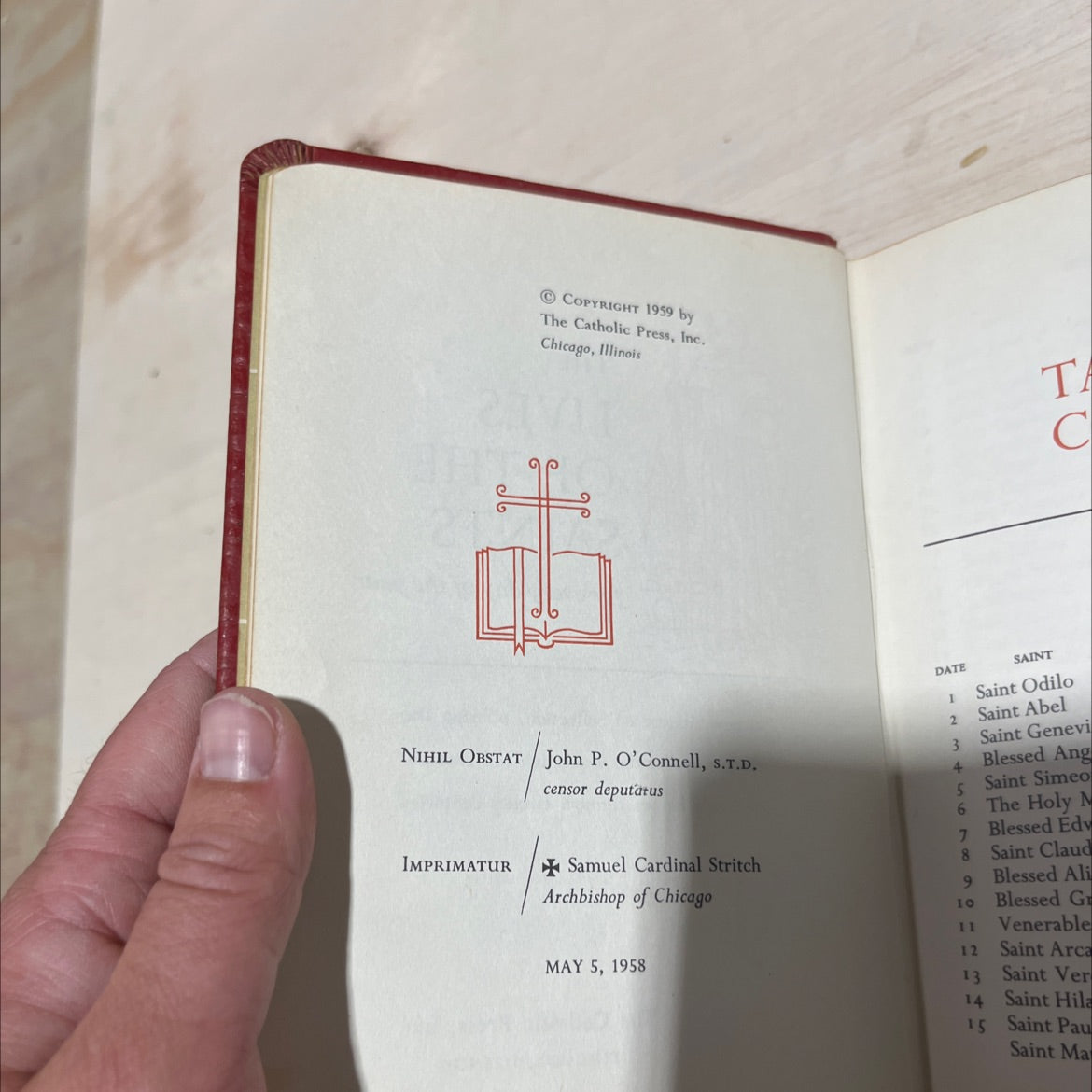 the lives of the saints for every day of the year book, by unknown, 1959 Leather image 3
