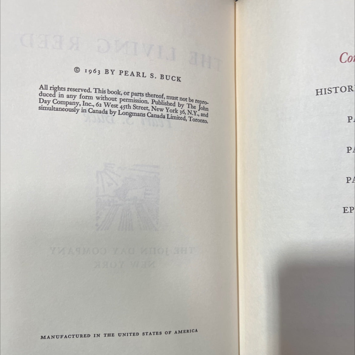 the living reed book, by pearl s. buck, 1963 Hardcover image 3