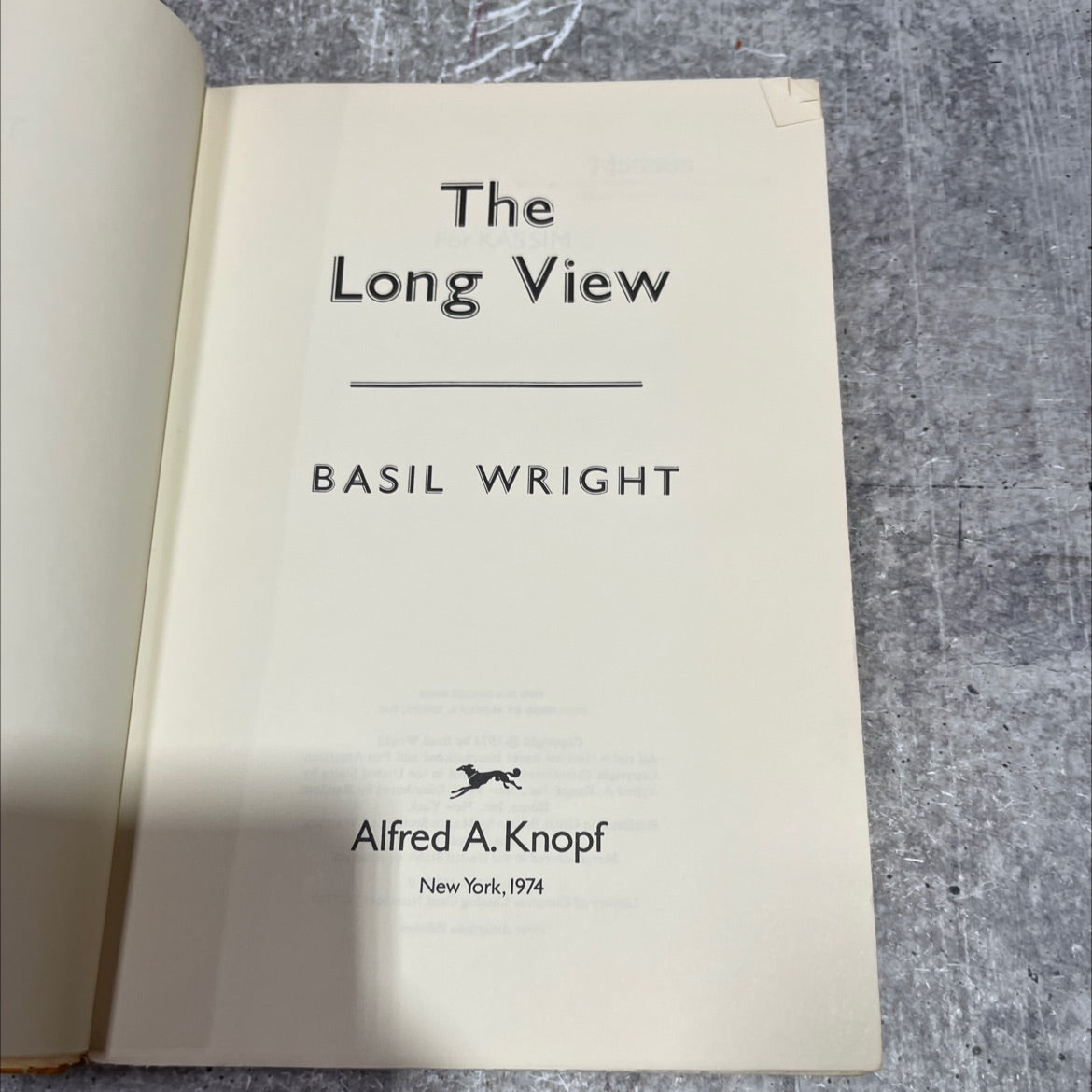 the long view book, by Basil Wright, 1974 Hardcover image 2