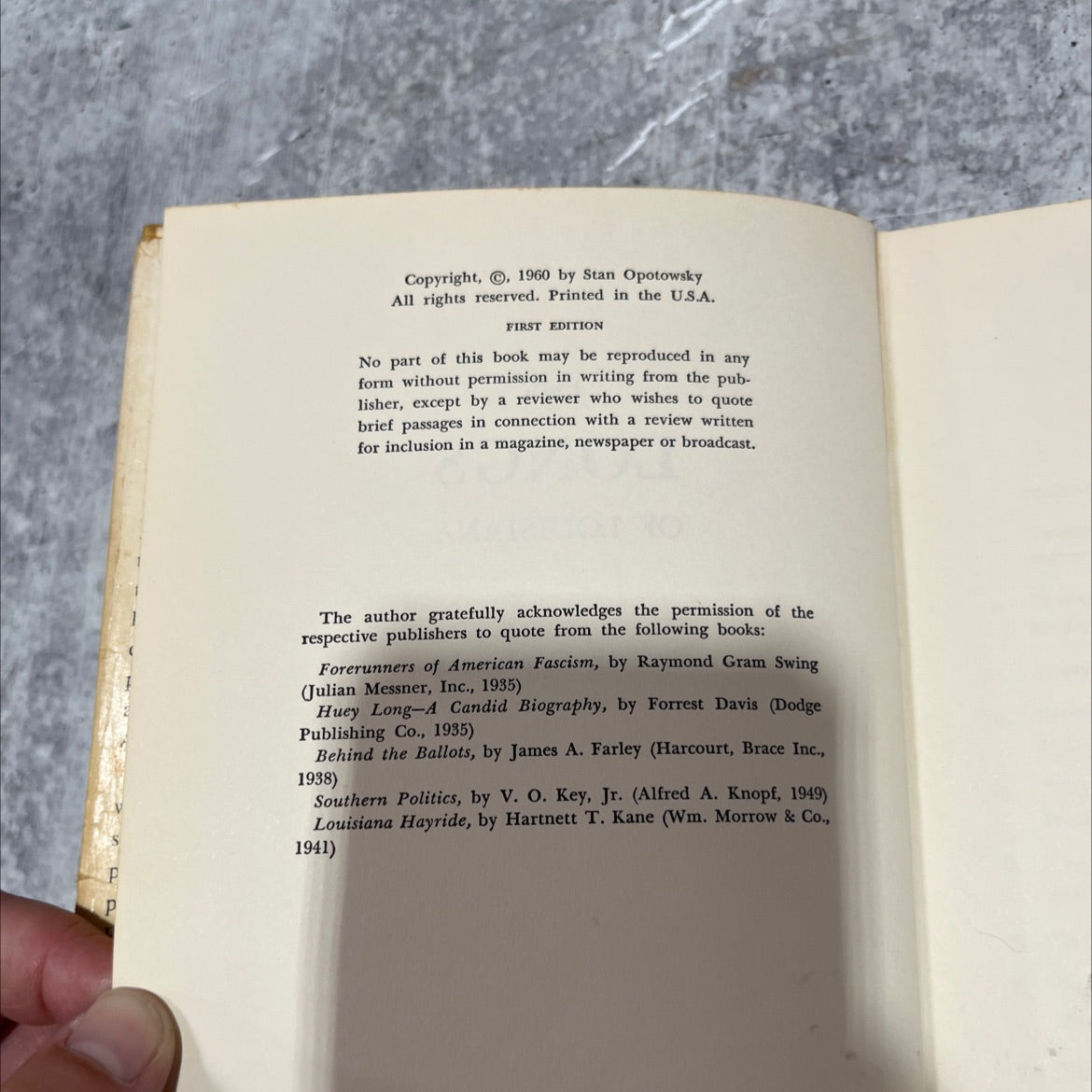 the longs of louisiana book, by Stan Opotowsky, 1960 Hardcover image 3