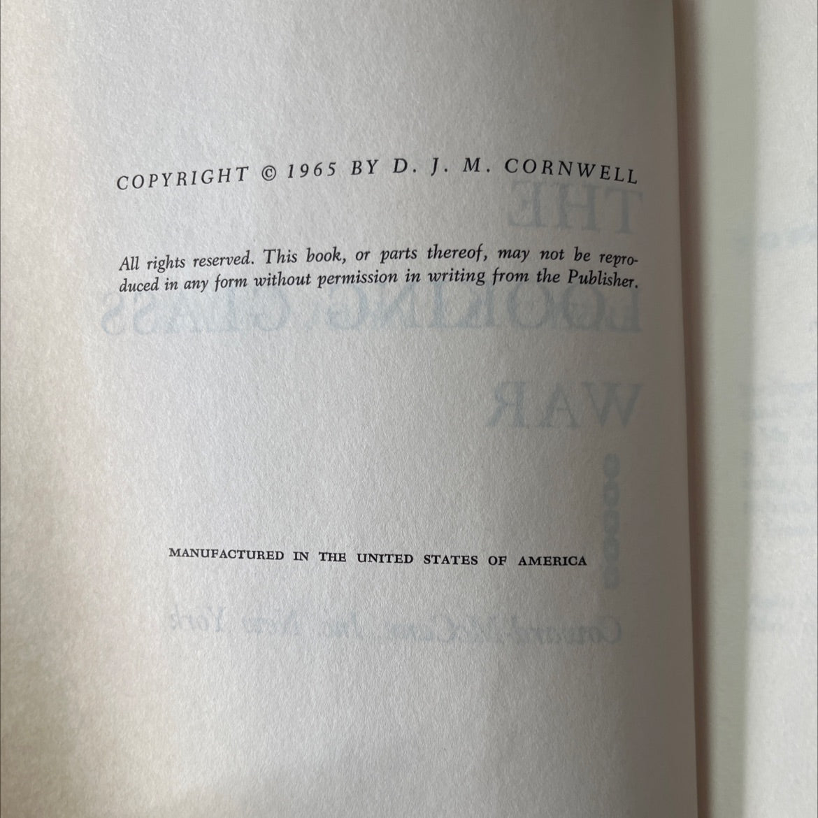 the looking glass war book, by d. j. m. cornwell, 1965 Hardcover, Vintage image 3