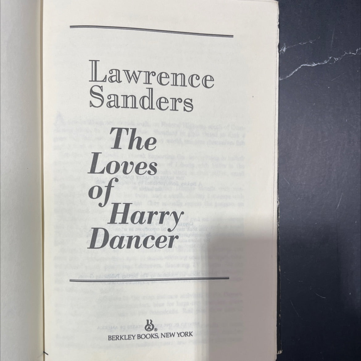 the loves of harry dancer book, by lawrence sanders, 1986 Hardcover image 2