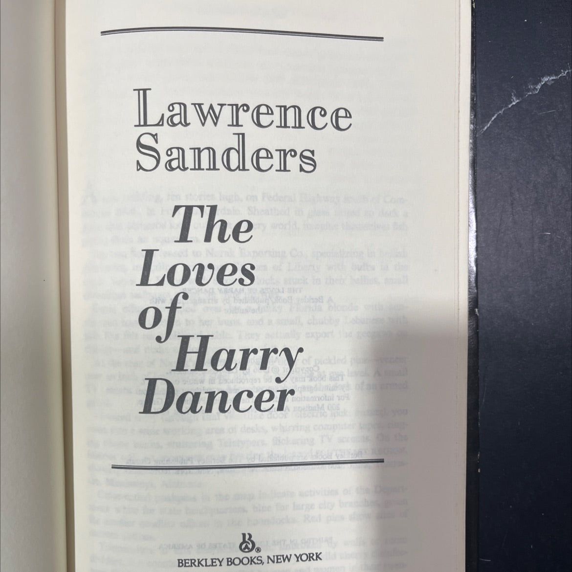 the loves of harry dancer book, by lawrence sanders, 1986 Hardcover image 2