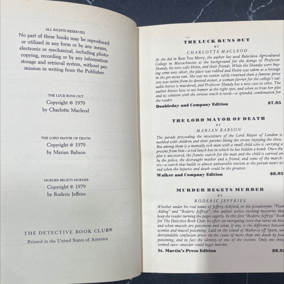 the luck runs out book, by charlotte macleod, 1979 Hardcover image 3